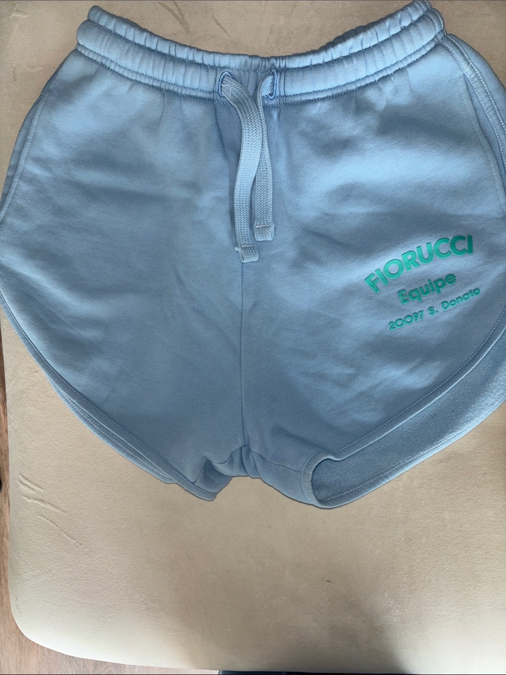 Fiorucci Sky Blue Athletic Shorts with Teal Logo